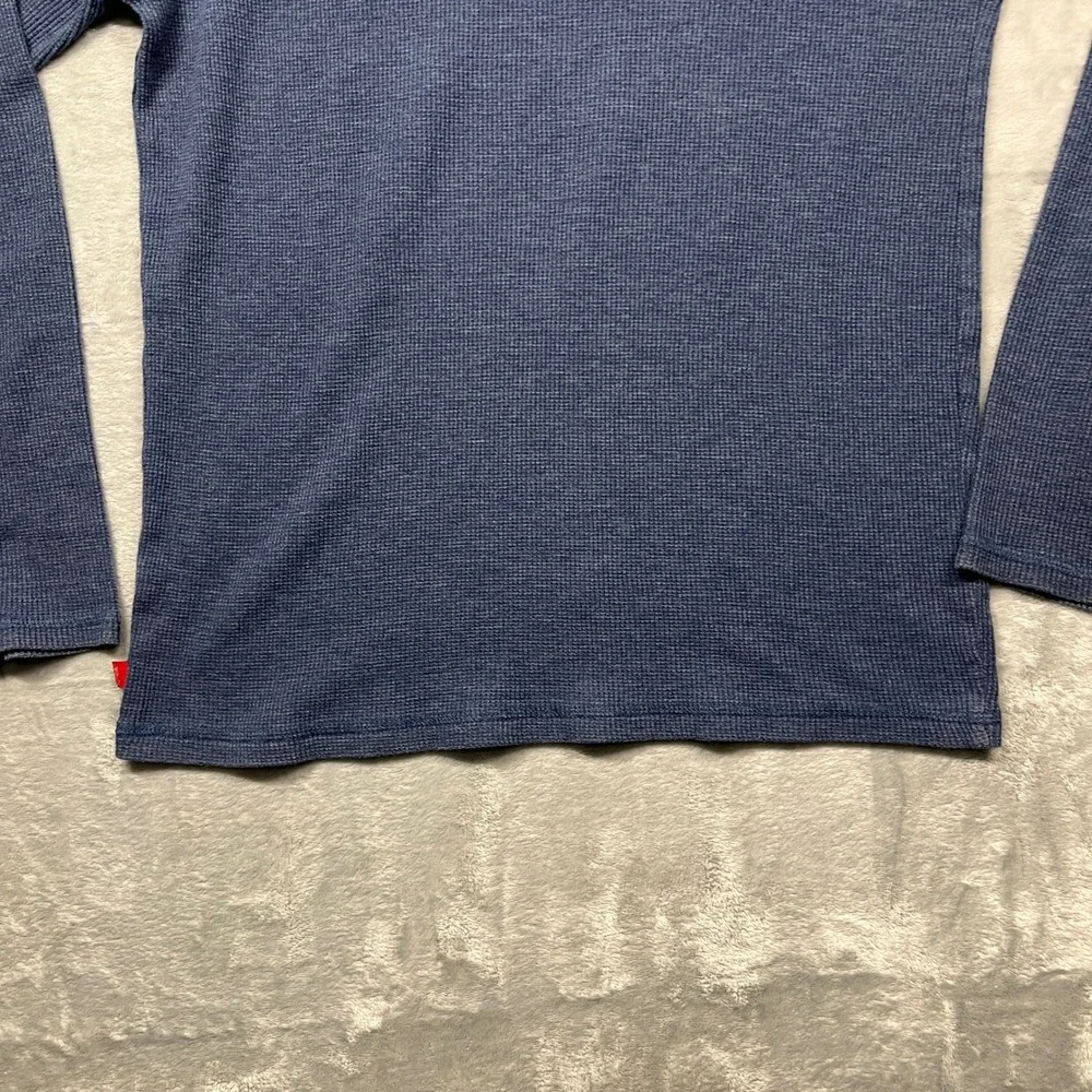 Levis Thermal Shirt Mens Medium Blue California Bear Waffle Knit Long Sleeve
